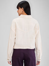 Women Shirt Solid White Boxy Fit