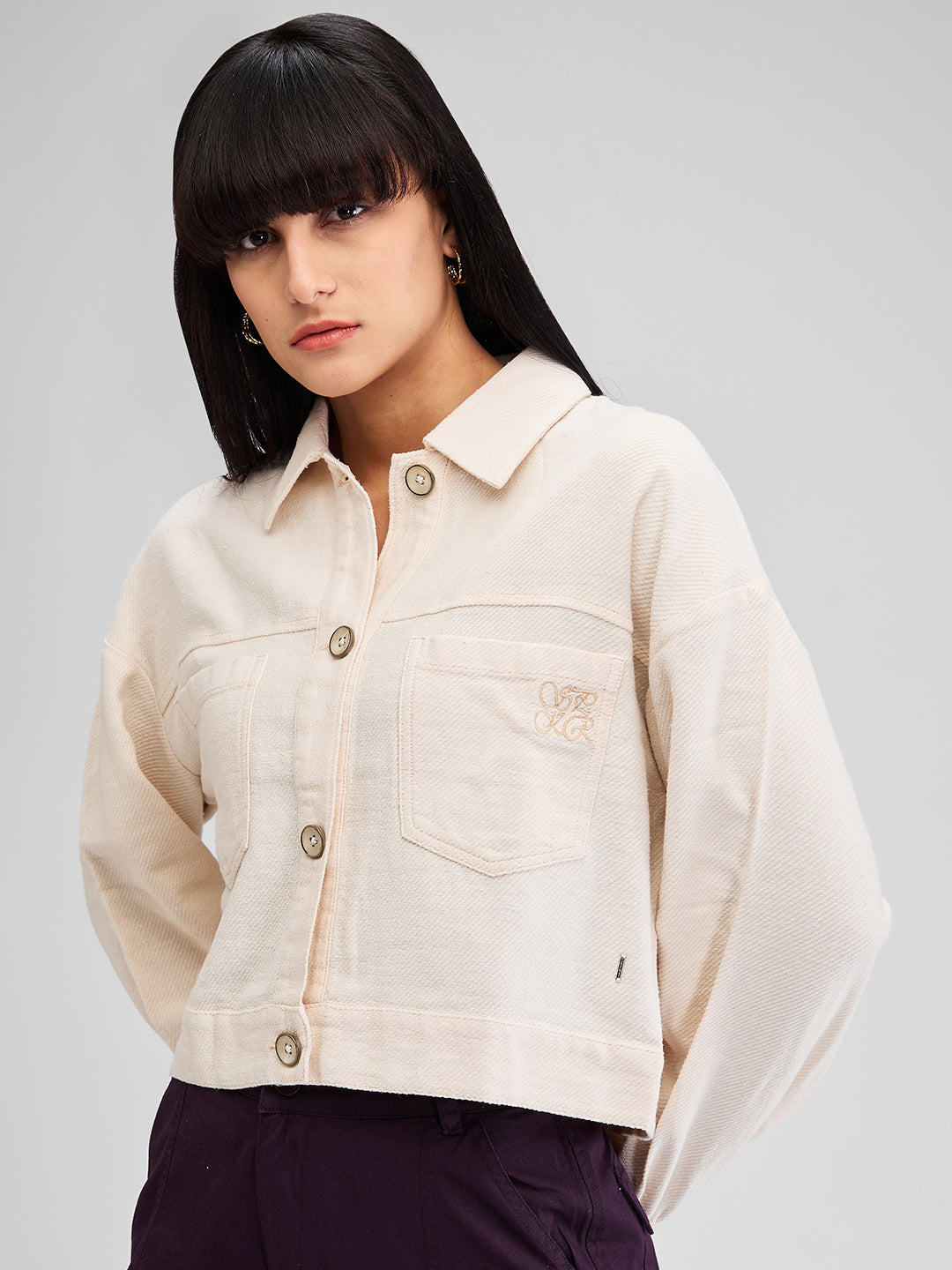 Women Shirt Solid White Boxy Fit