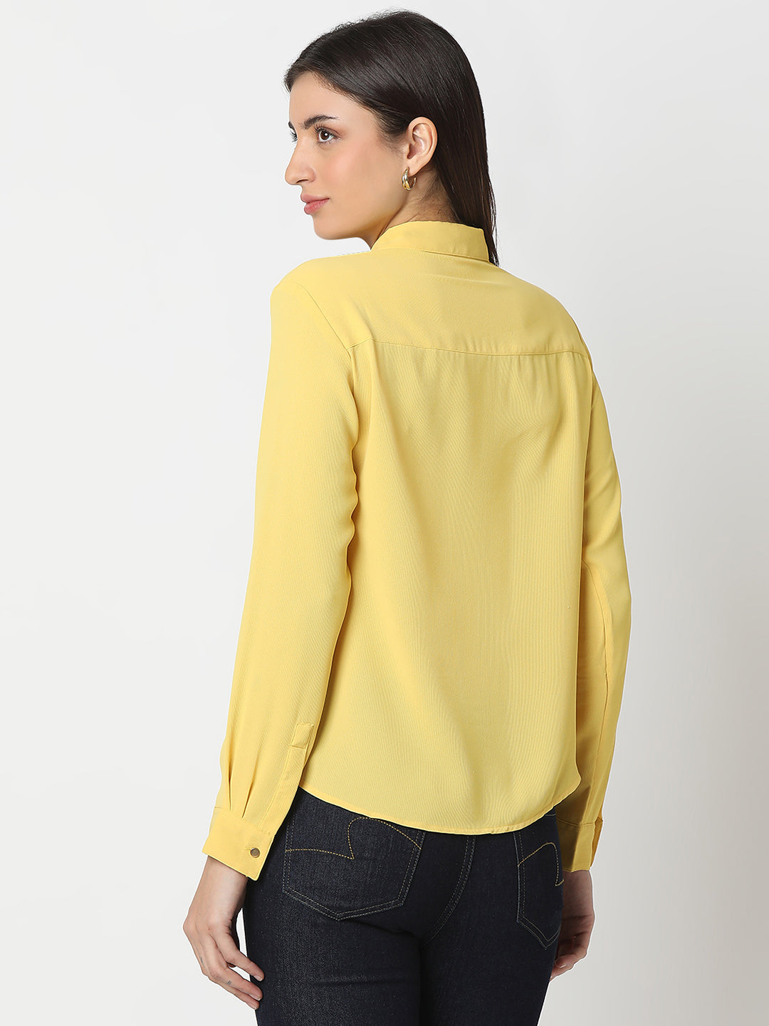 Spykar Powder Yellow Regular Fit Full Sleeve Shirt For Women