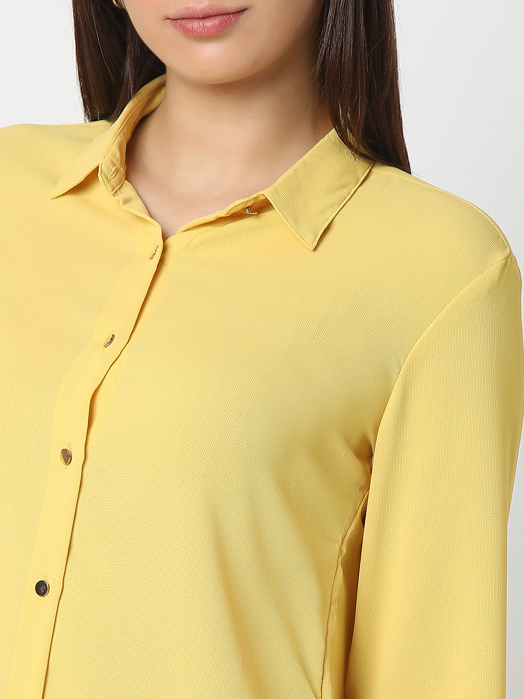 Spykar Powder Yellow Regular Fit Full Sleeve Shirt For Women