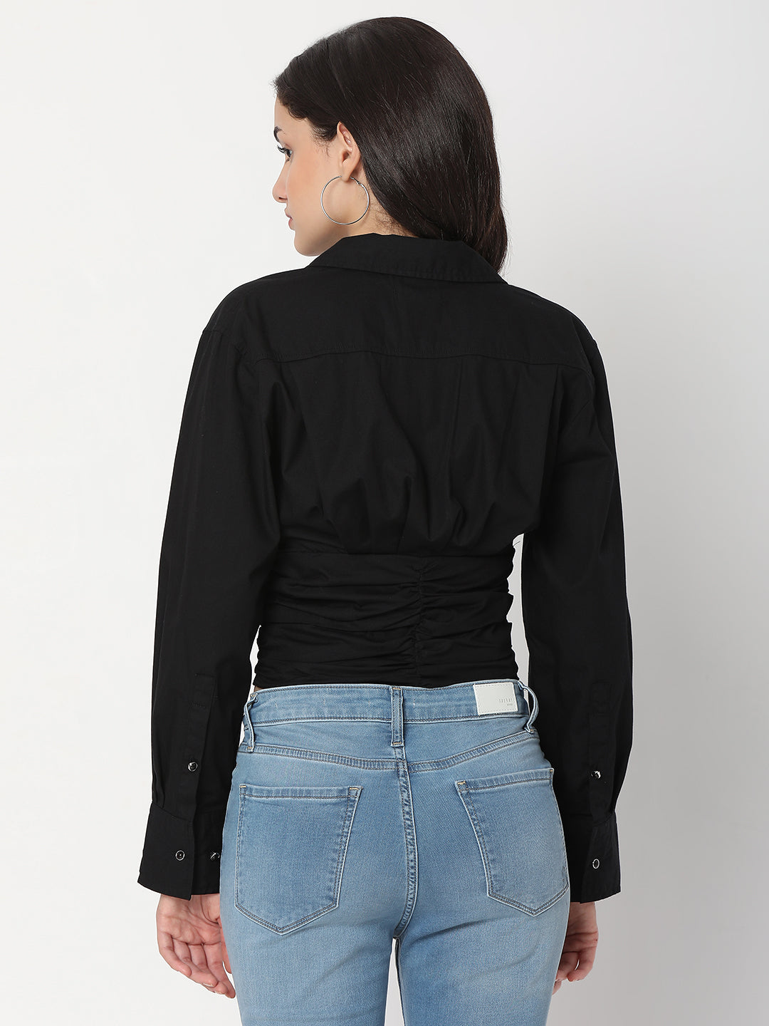 Spykar Black Slim Fit Casual Shirts For Women