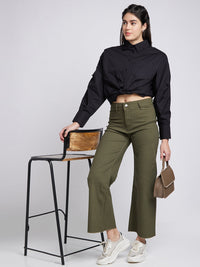 Women Shirt Solid Black Oversize Fit