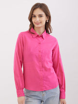 Women Shirt Pink Regular Fit