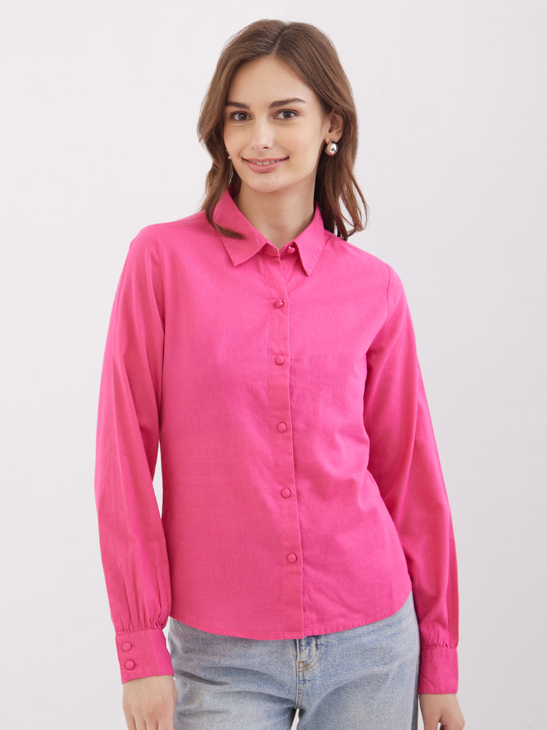 Women Shirt Pink Regular Fit