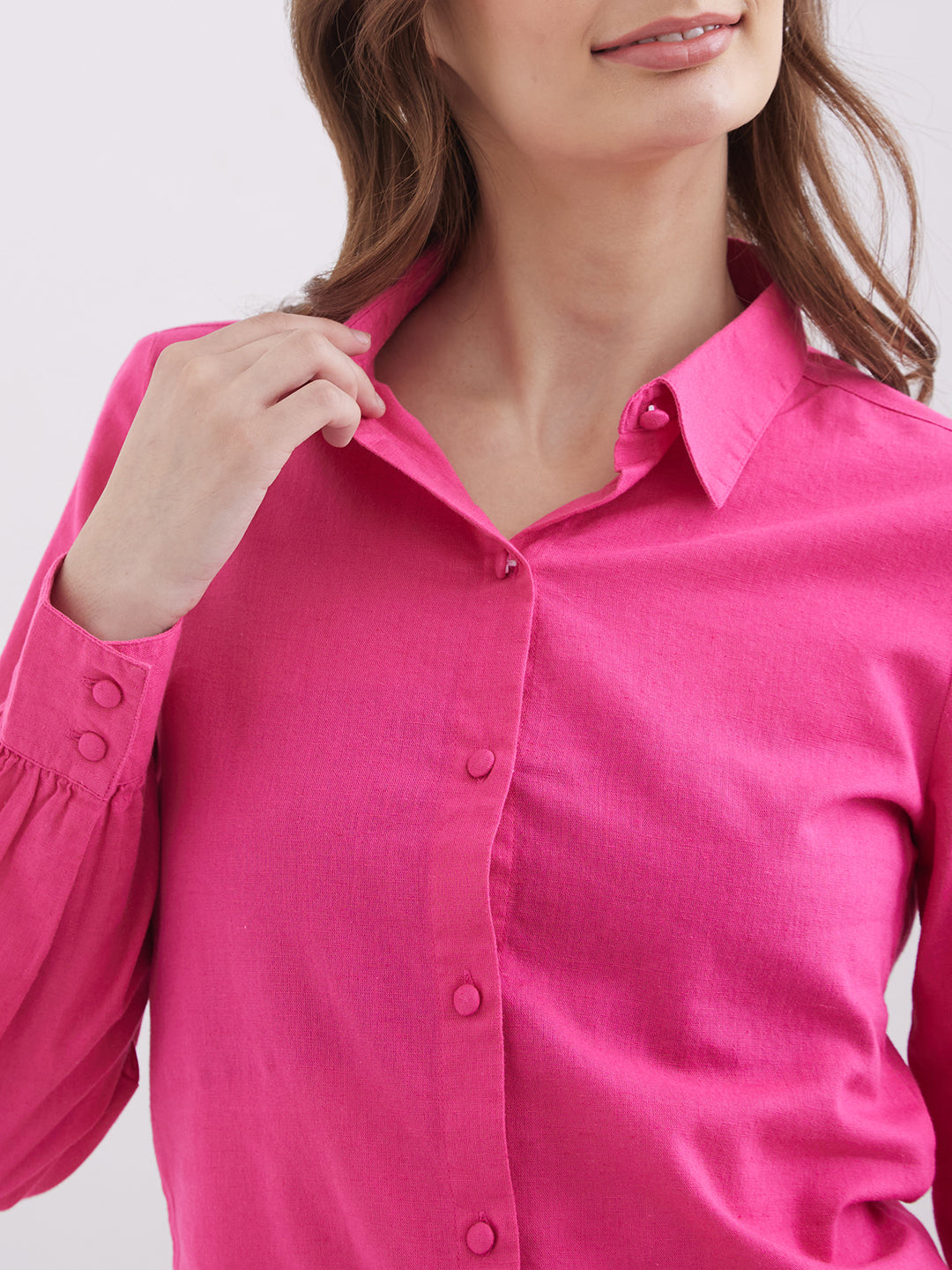 Spykar Luminous Pink Regular Fit Casual Shirts For Women