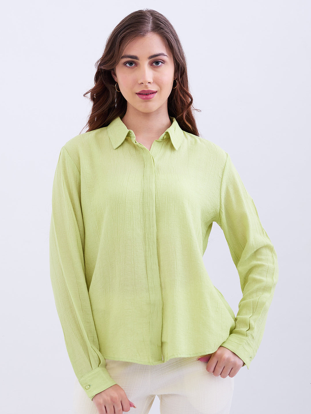 Women Shirt Green Regular Fit
