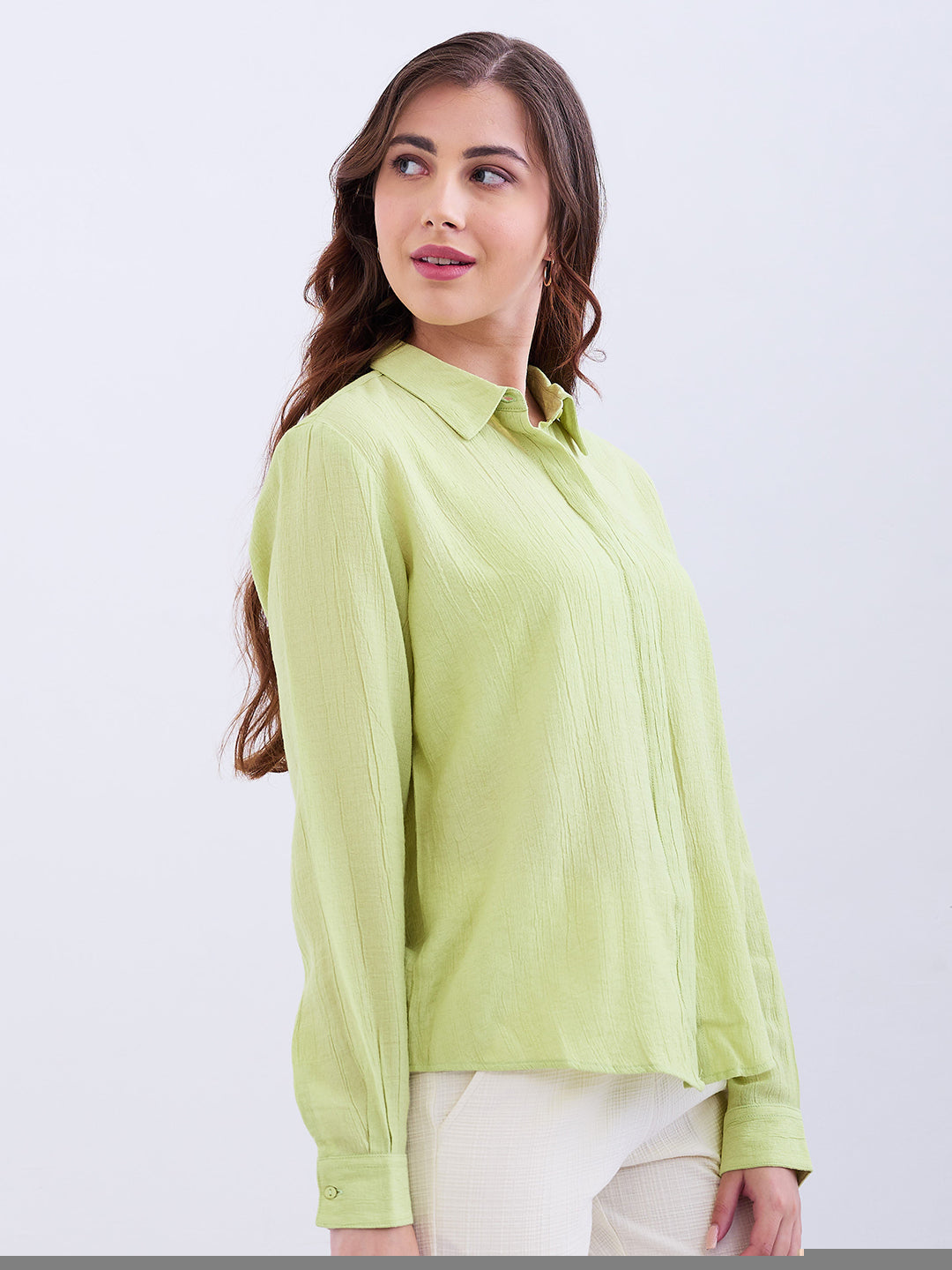 Women Shirt Green Regular Fit