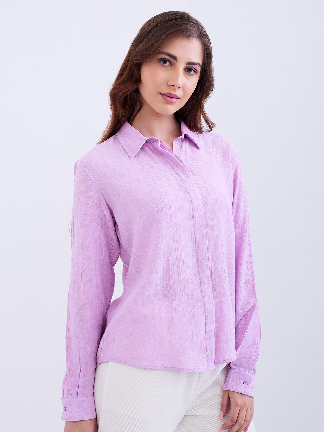 Women Shirt Purple Regular Fit