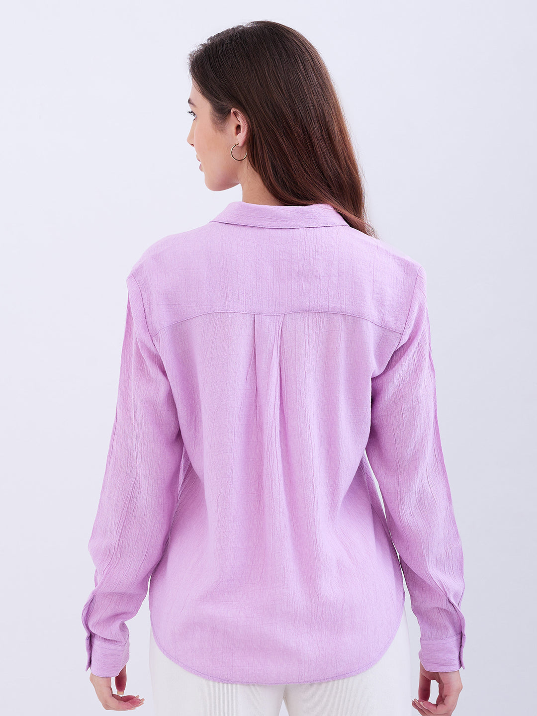Spykar Orchid Purple Regular Fit Casual Shirts For Women