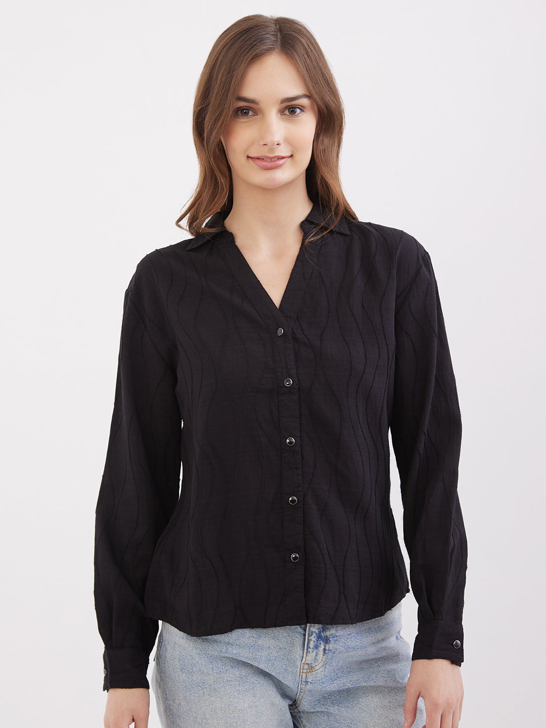 Women Shirt Black Regular Fit