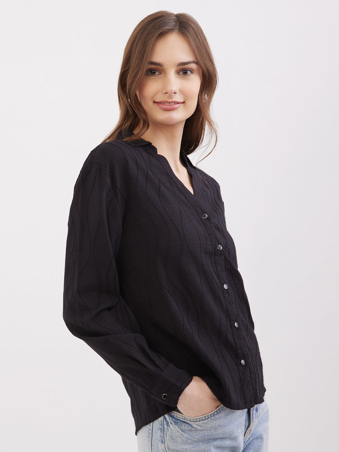 Women Shirt Black Regular Fit
