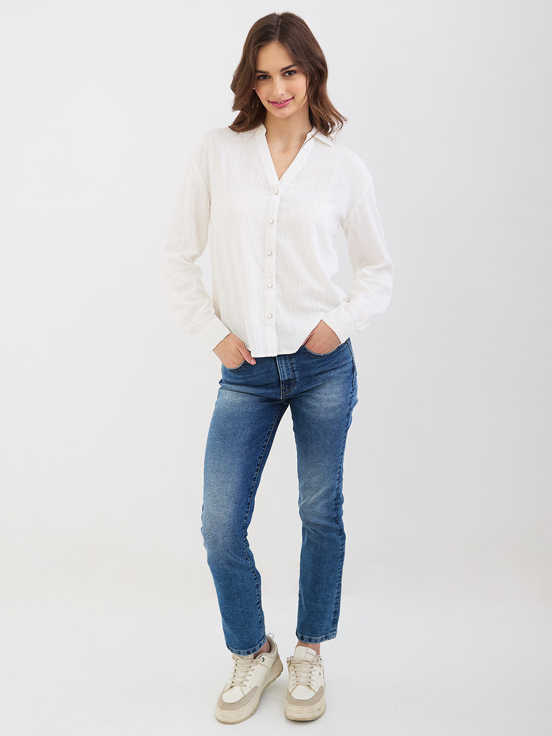 Women Shirt White Regular Fit