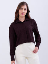 Women Shirt Brown Loose Fit