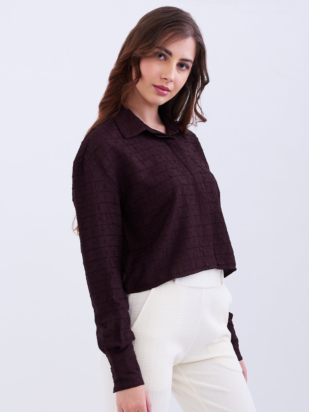 Women Shirt Brown Loose Fit