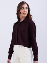 Women Shirt Brown Loose Fit