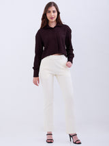 Women Shirt Brown Loose Fit