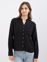 Women Shirt Black Loose Fit