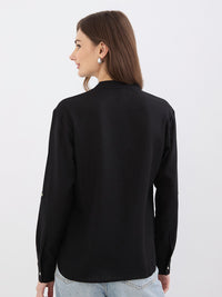 Women Shirt Black Loose Fit
