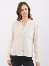 Women Shirt Beige Loose Fit