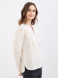 Women Shirt Beige Loose Fit
