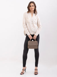 Women Shirt Beige Loose Fit