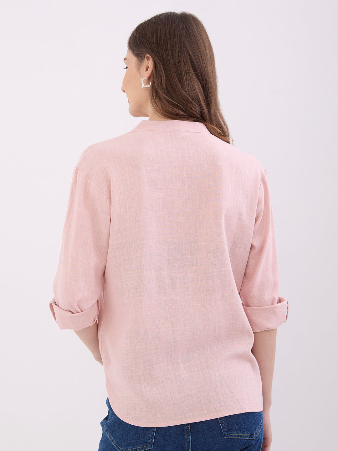 Spykar Pink Loose Fit Casual Shirts For Women