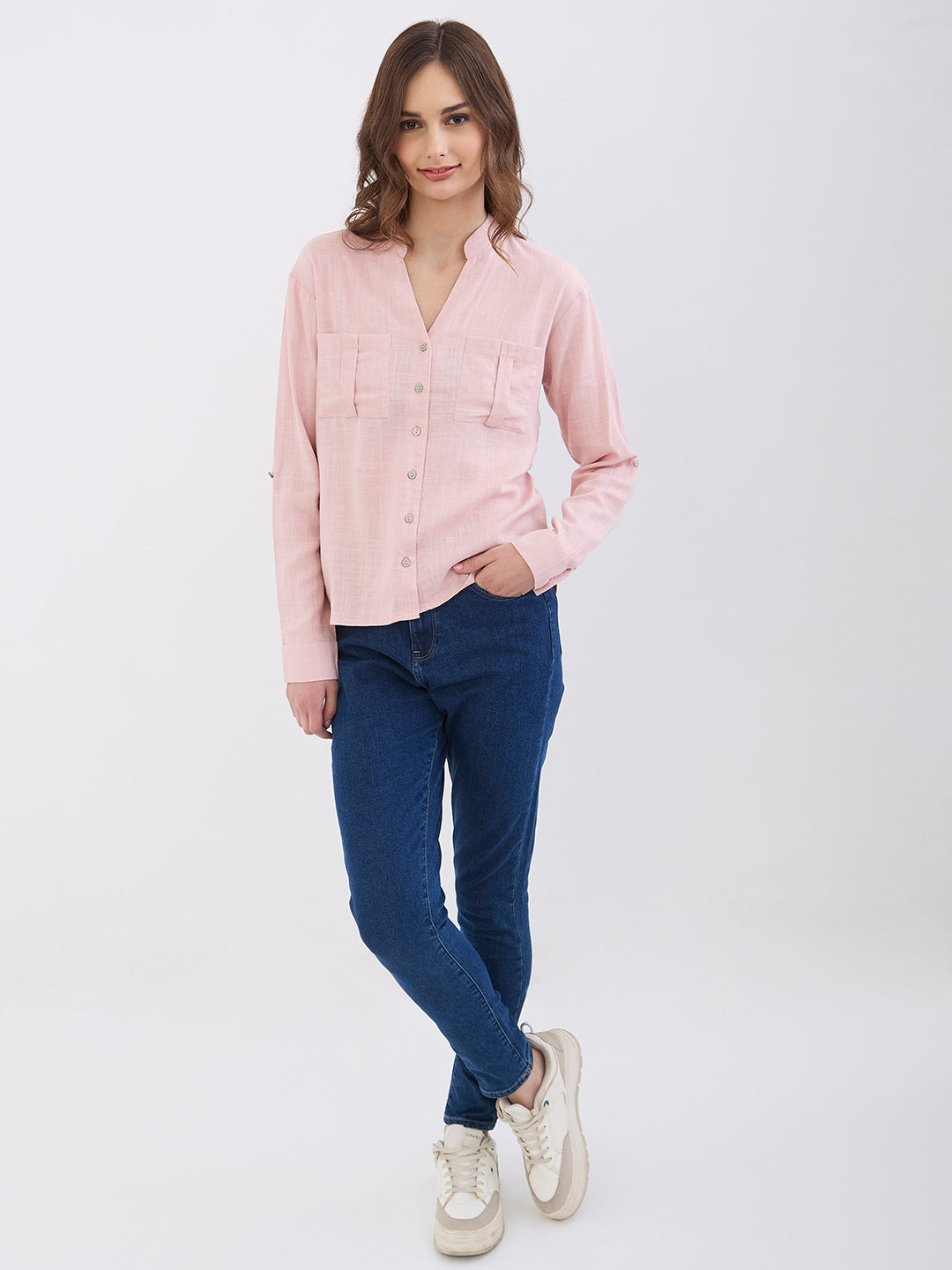 Spykar Pink Loose Fit Casual Shirts For Women