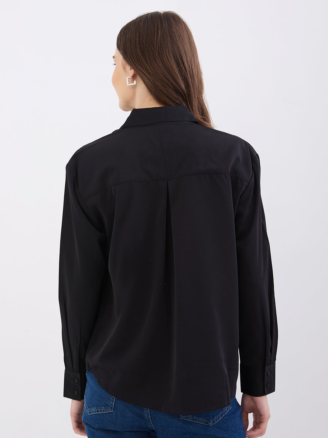 Spykar Black Regular Fit Casual Shirts For Women