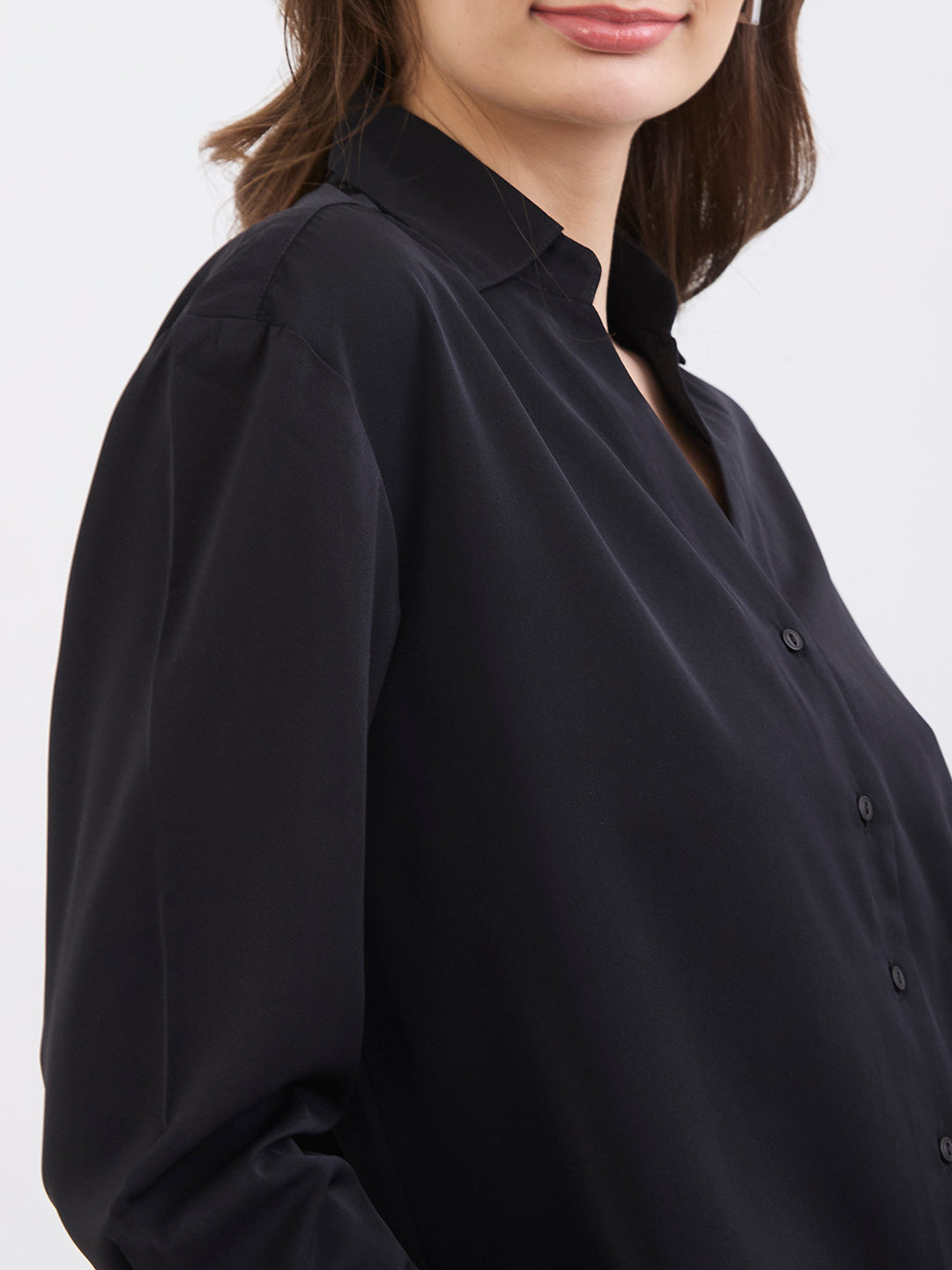 Spykar Black Regular Fit Casual Shirts For Women