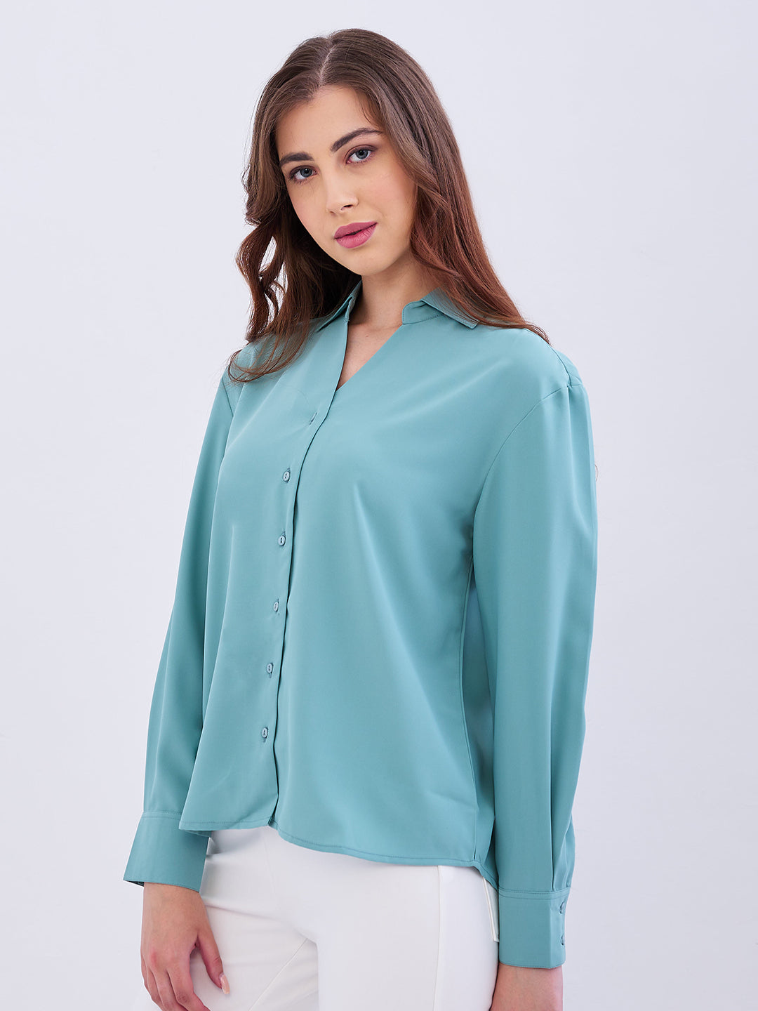 Spykar Olive Regular Fit Casual Shirts For Women