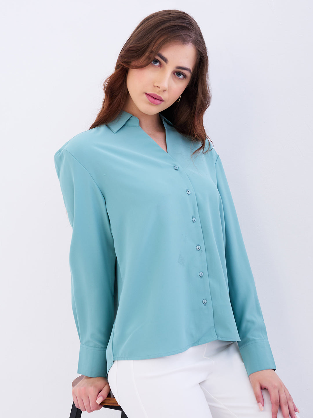Spykar Olive Regular Fit Casual Shirts For Women