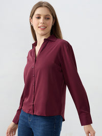 Women Shirt Wine Regular Fit