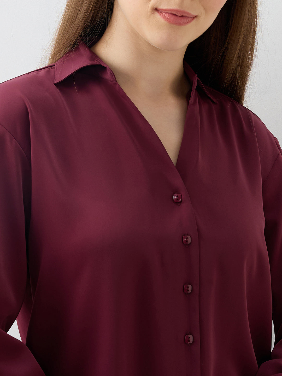 Spykar Wine Regular Fit Shirts For Women