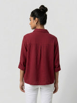 Women Shirt Solid Red Regular Fit