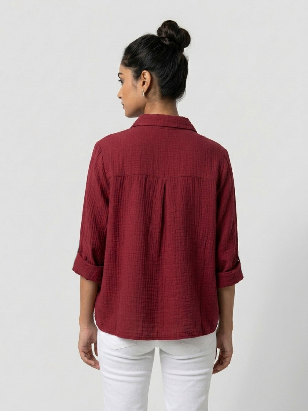 Women Shirt Solid Red Regular Fit