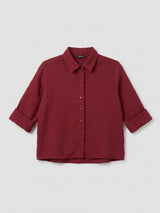 Women Shirt Solid Red Regular Fit