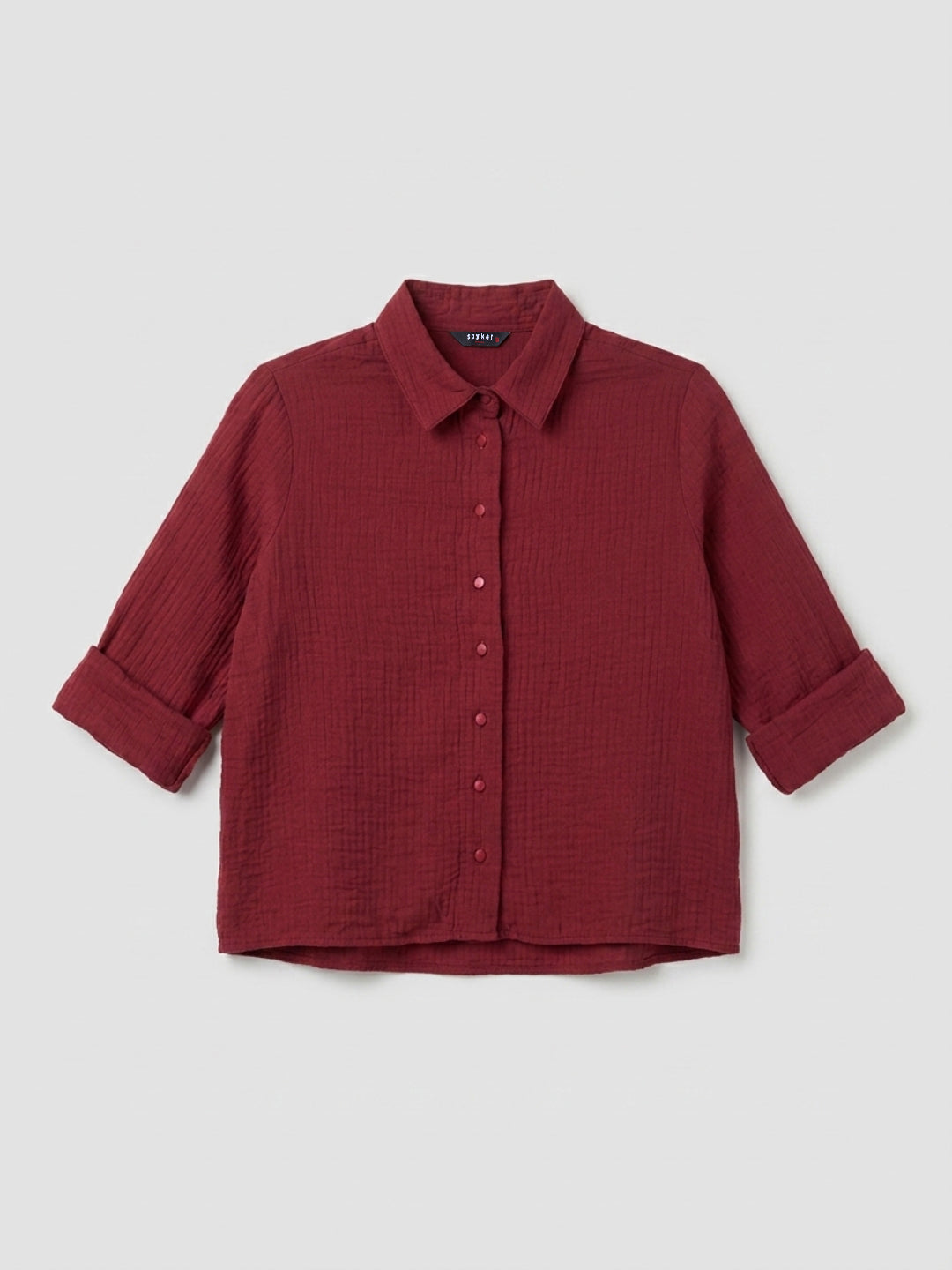 Women Shirt Solid Red Regular Fit
