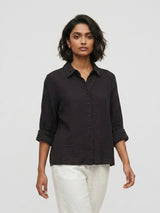 Women Shirt Solid Black Regular Fit