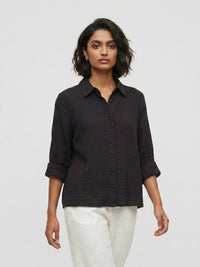 Women Shirt Solid Black Regular Fit