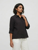 Women Shirt Solid Black Regular Fit
