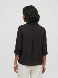 Women Shirt Solid Black Regular Fit