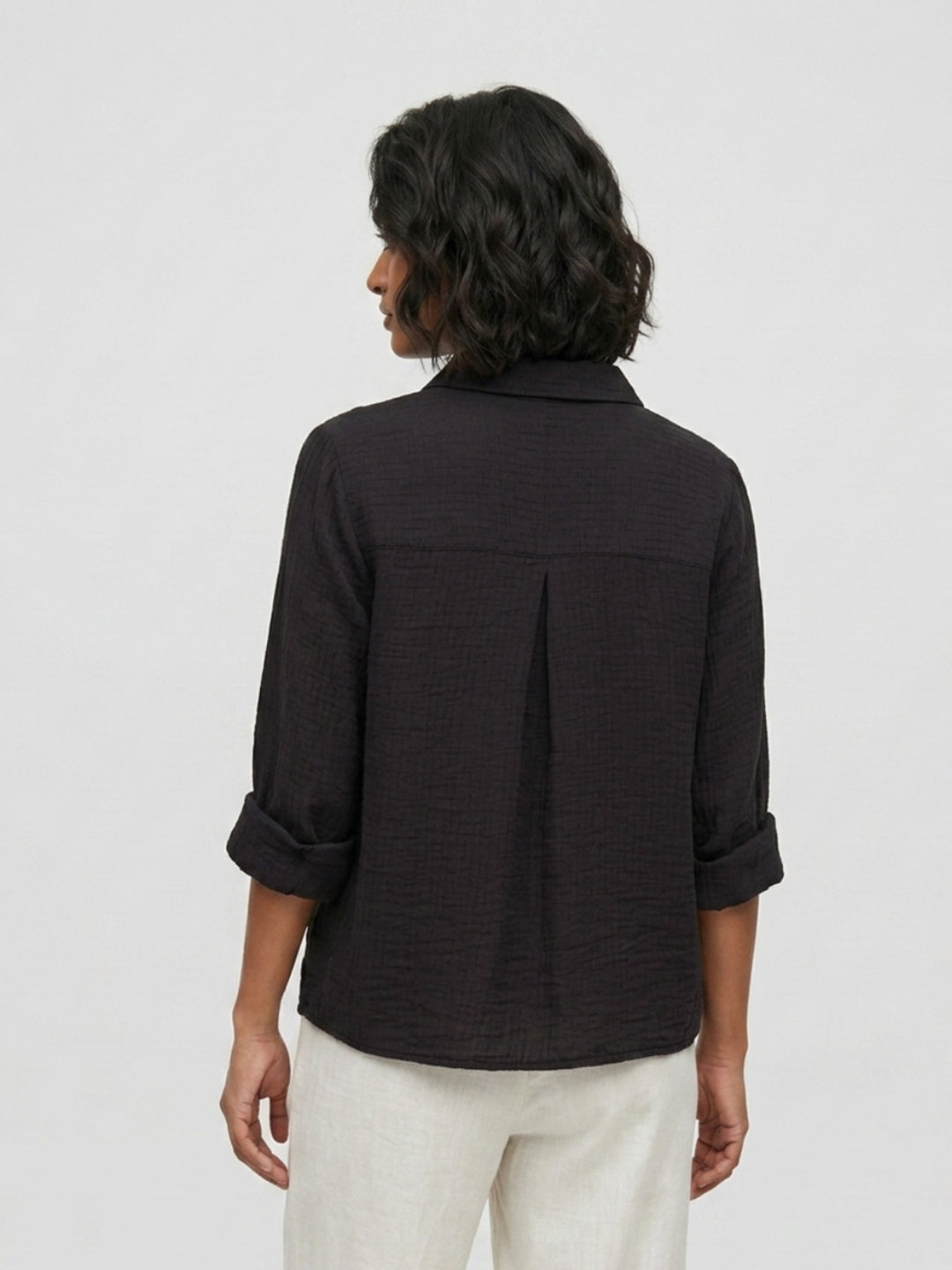 Women Shirt Solid Black Regular Fit