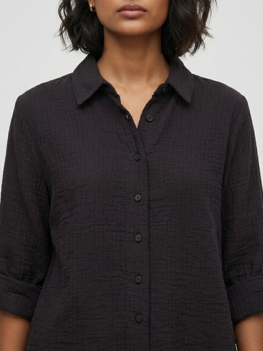 Women Shirt Solid Black Regular Fit