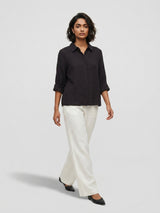 Women Shirt Solid Black Regular Fit