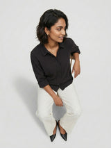 Women Shirt Solid Black Regular Fit