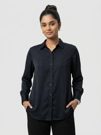 Women Shirt Solid Black Regular Fit