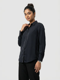 Women Shirt Solid Black Regular Fit
