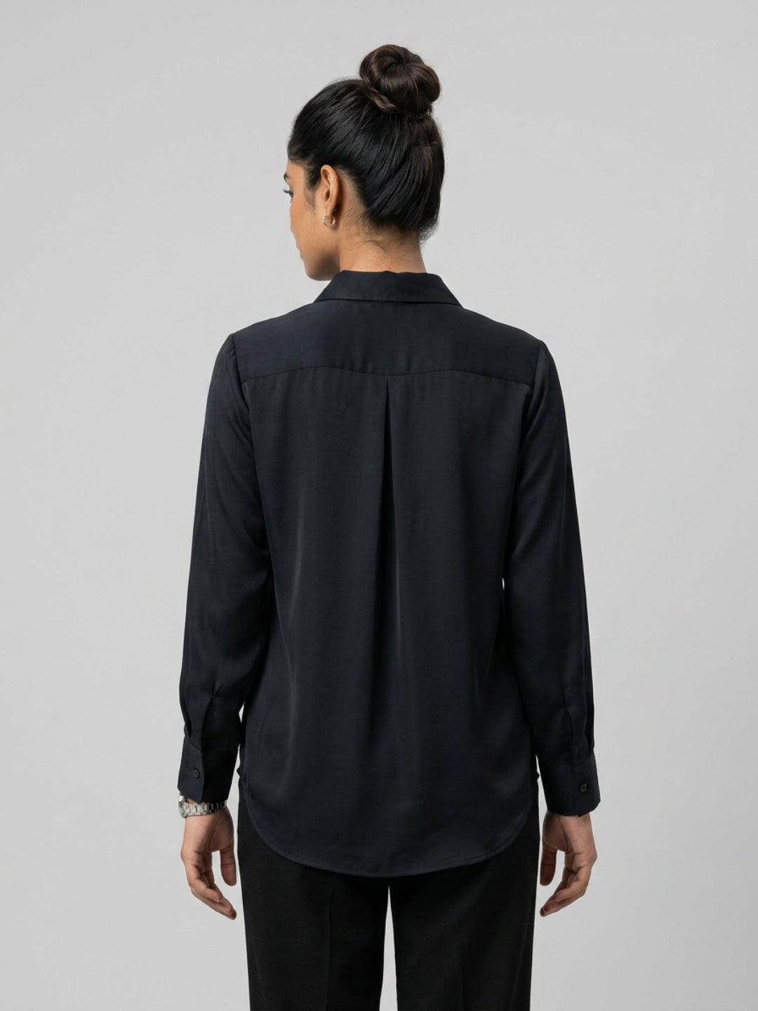 Women Shirt Solid Black Regular Fit
