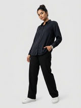 Women Shirt Solid Black Regular Fit