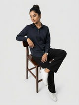 Women Shirt Solid Black Regular Fit